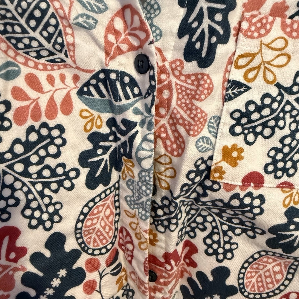 Garnet Hill Sleep Shirt Organic Pima Cotton Flannel Floral Nightgown M NWOT - Picture 8 of 10
